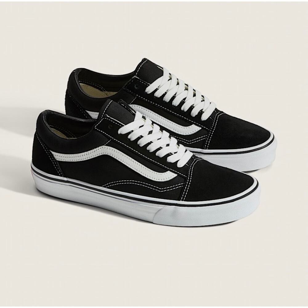 VANS OLD SKOOL Kids Shoes Black White Lace Up Classic Skate Size 11